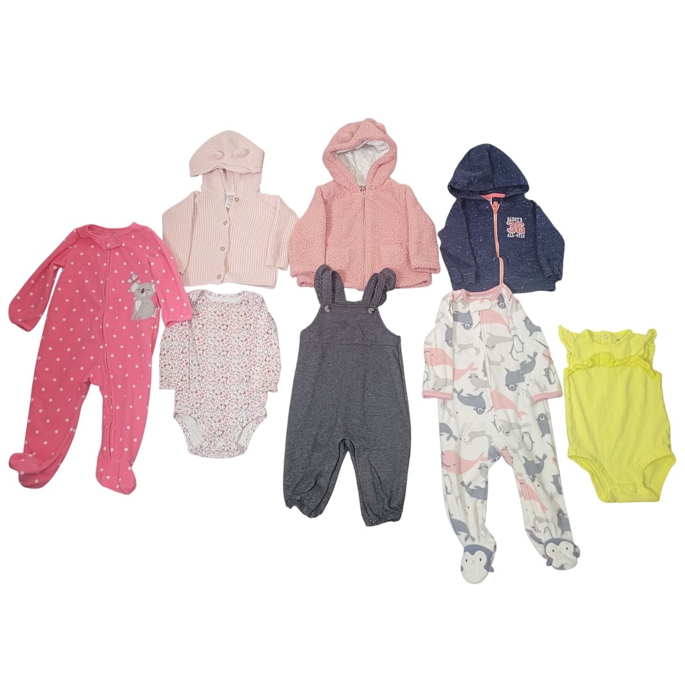 Various Brands Lot of 8 Size 9-12M Clothing Bundle Baby Girl Fleece Knit